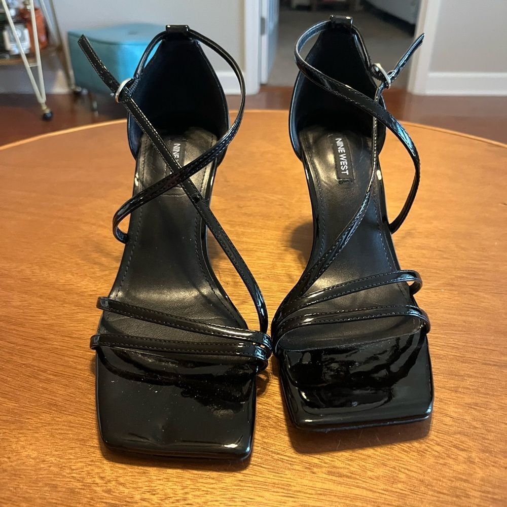Nine West Black Patent Leather Stiletto Heels/Wedge